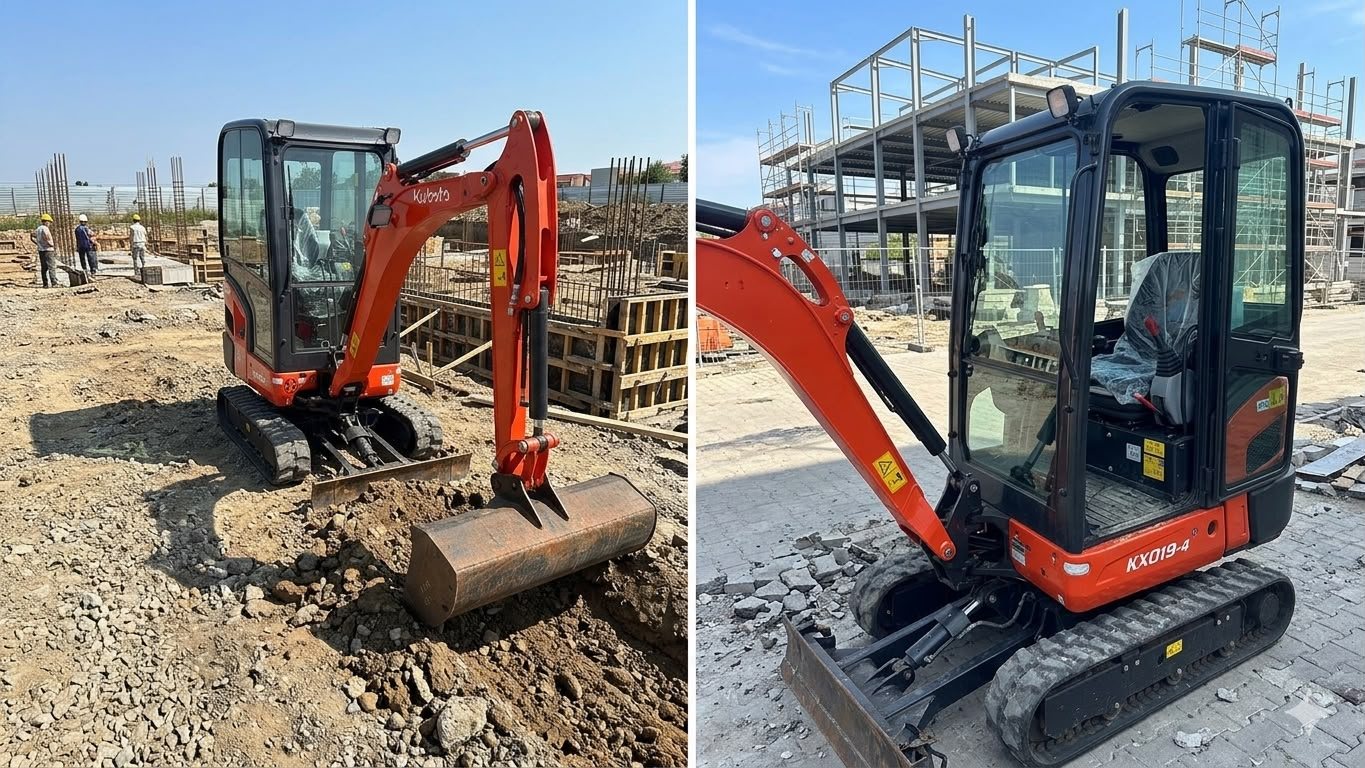 Miniexcavator Kubota pe șantier de construcții