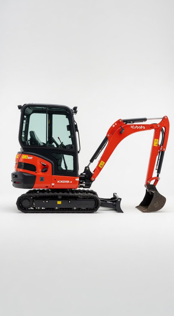 Miniexcavator Kubota KX019-4 — profil lateral